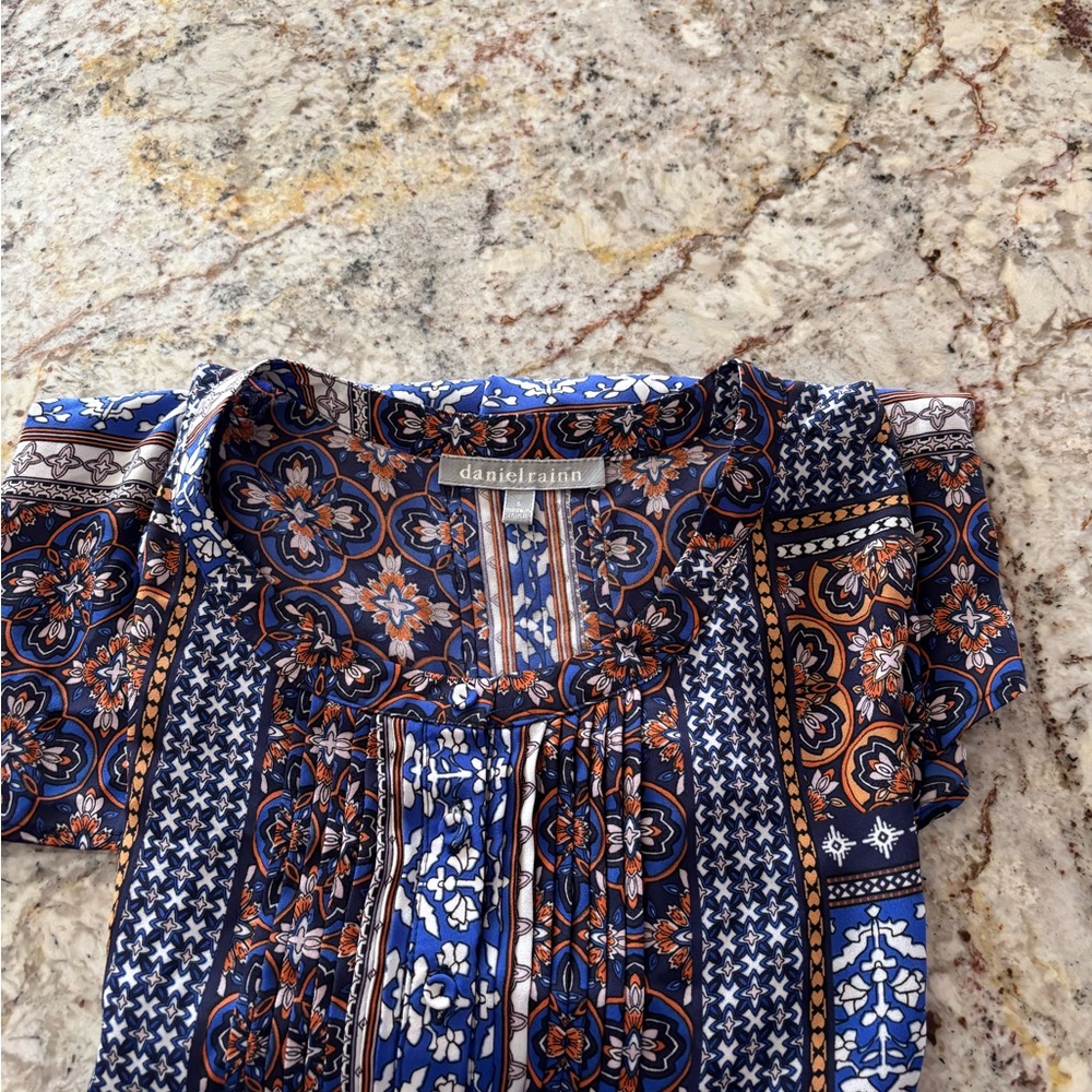 Daniel Rainn Blue & Brown Boho Patchwork Tunic - image 3